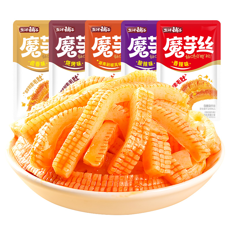 盐津铺子魔芋丝素毛肚零食小吃辣爽休闲食品辣条宿舍分享网红爆款 16.9元