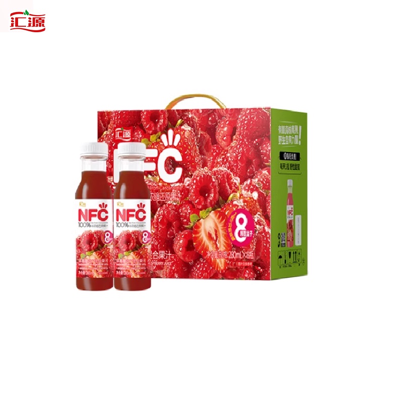 汇源100%NFC草莓覆盆子混合果汁饮料280ml*8瓶鲜榨纯果蔬汁 74元