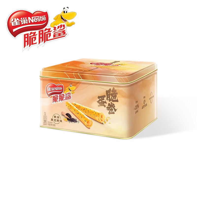 雀巢脆脆鲨黄油黑芝麻味蛋卷铁听装360g*2盒休闲零食独立包装 85.8元