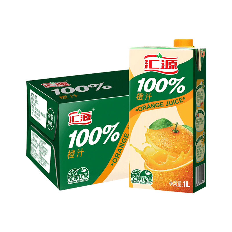 汇源100%橙汁橙子饮品饮料1000ml*12盒浓缩橙汁果汁整箱 150元