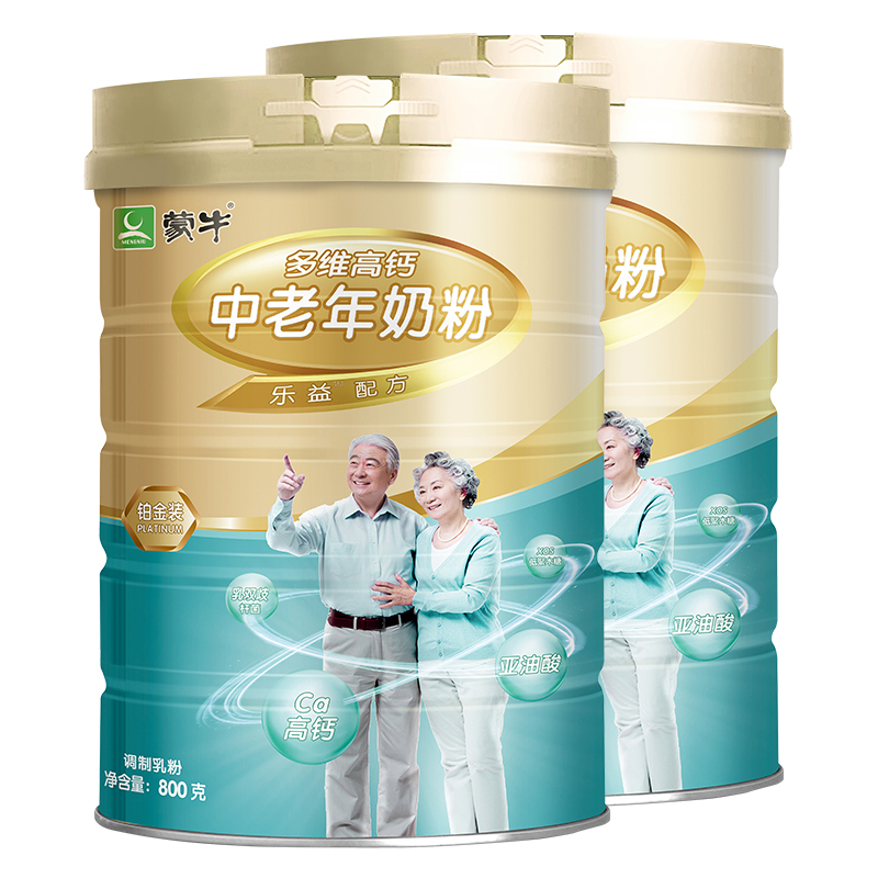 【超级桶】蒙牛中老年人多维高钙益生菌0蔗糖营养早餐正品800g*2 125.8元