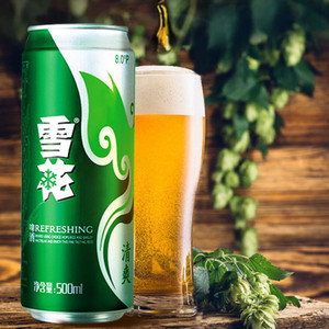 雪花啤酒清爽500ml*24听*2箱 麦汁浓度8度罐装整箱啤酒官方