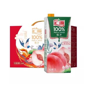 汇源100%桃汁果蔬汁1000ml*6盒浓缩果汁饮料饮品整箱