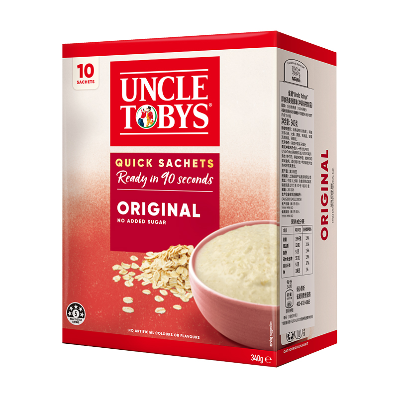 雀巢Uncle Tobys澳洲进口即食燕麦粥340g*1盒原味全谷物早餐麦片 39.9元