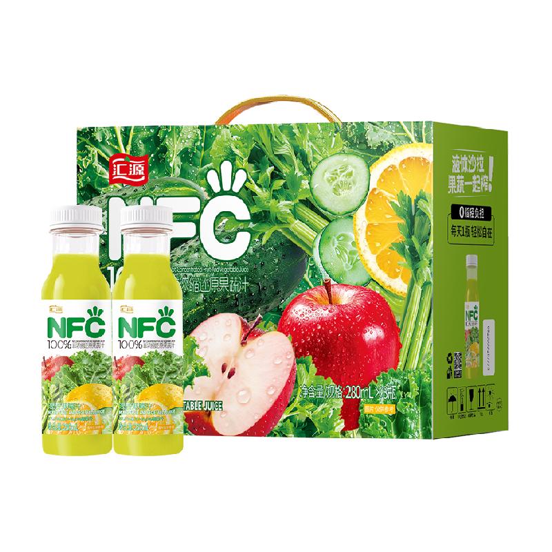 汇源100%NFC混合果蔬汁280ml*8瓶鲜榨纯果汁整箱 68元