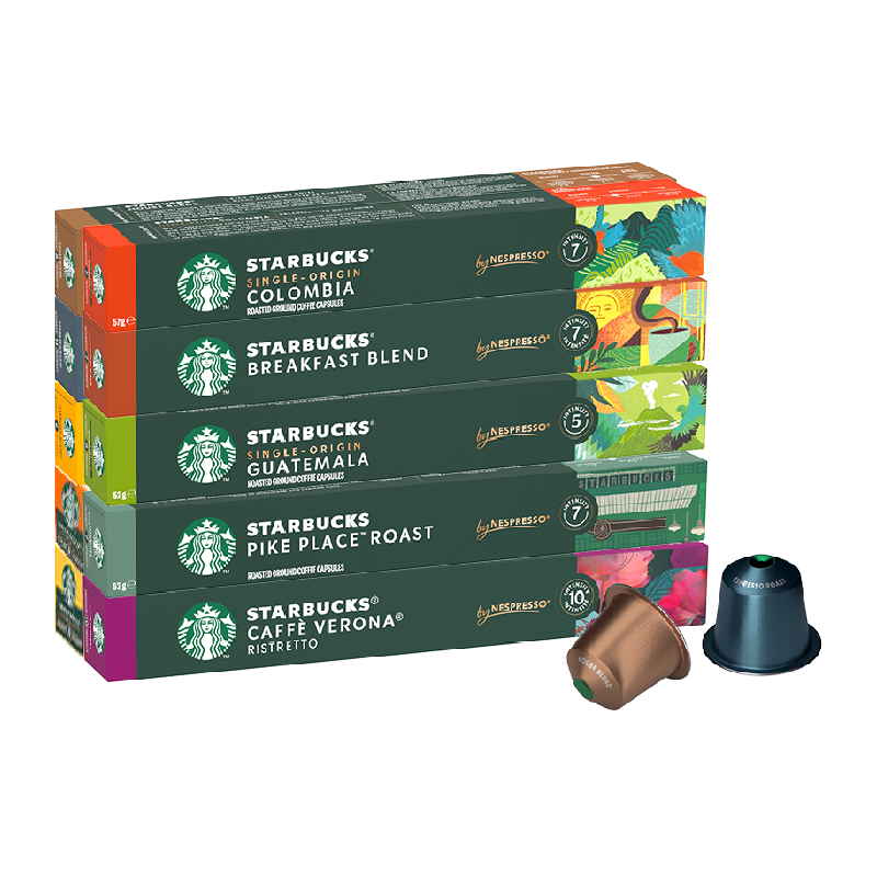 详情领券任选8件星巴克胶囊咖啡NESPRESSO浓缩美式咖啡5.7g*10颗 220.4元