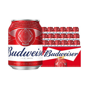 Budweiser/百威啤酒小罐255ml*24听装整箱经典醇正拉格整箱批发