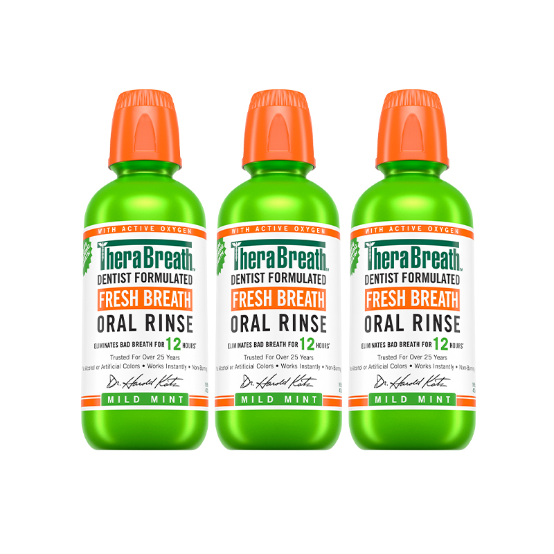 【自营】TheraBreath凯斯博士温和薄荷清新口气473ml*3漱口水 190元