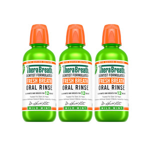 【自营】TheraBreath凯斯博士温和薄荷清新口气473ml*3漱口水