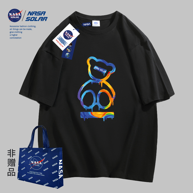 NASA SOLAR小众街头夏季新款字母印花短袖T恤男女同款ins风纯棉M8 79.6元