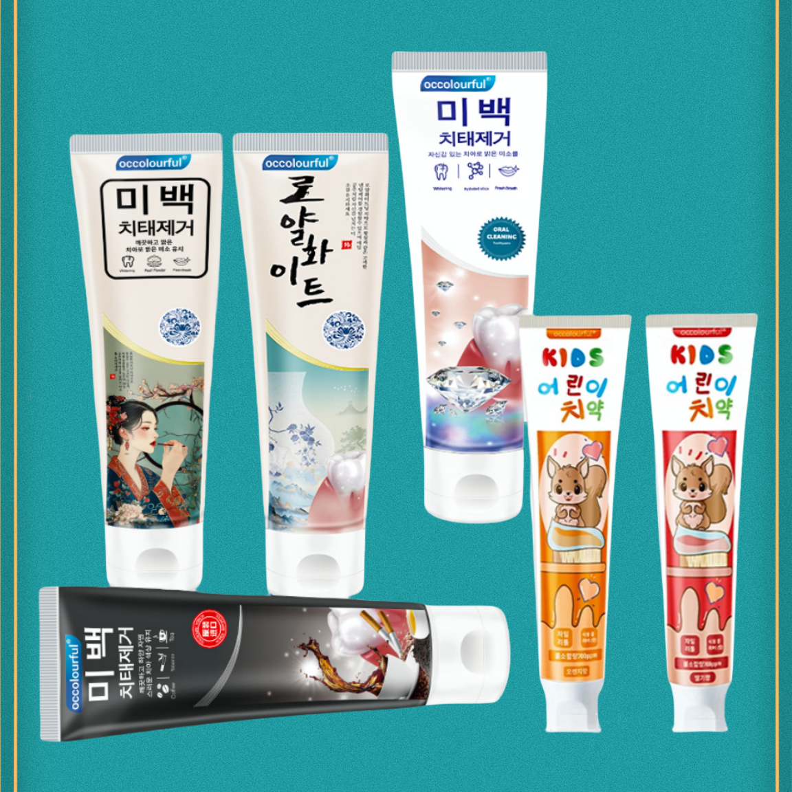 喔咔乐3D美白牙膏去黄美白牙齿去牙渍清新口气韩国原装进口成人4 29.9元