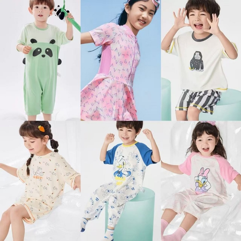 巴拉巴拉童装儿童家居服男童泳装女童条纹撞色拼接男童潮酷上衣