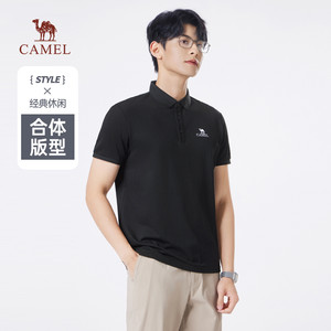 企鹅x骆驼polo衫纯色男士短袖夏季2025新款宽松翻领T恤商务时尚潮