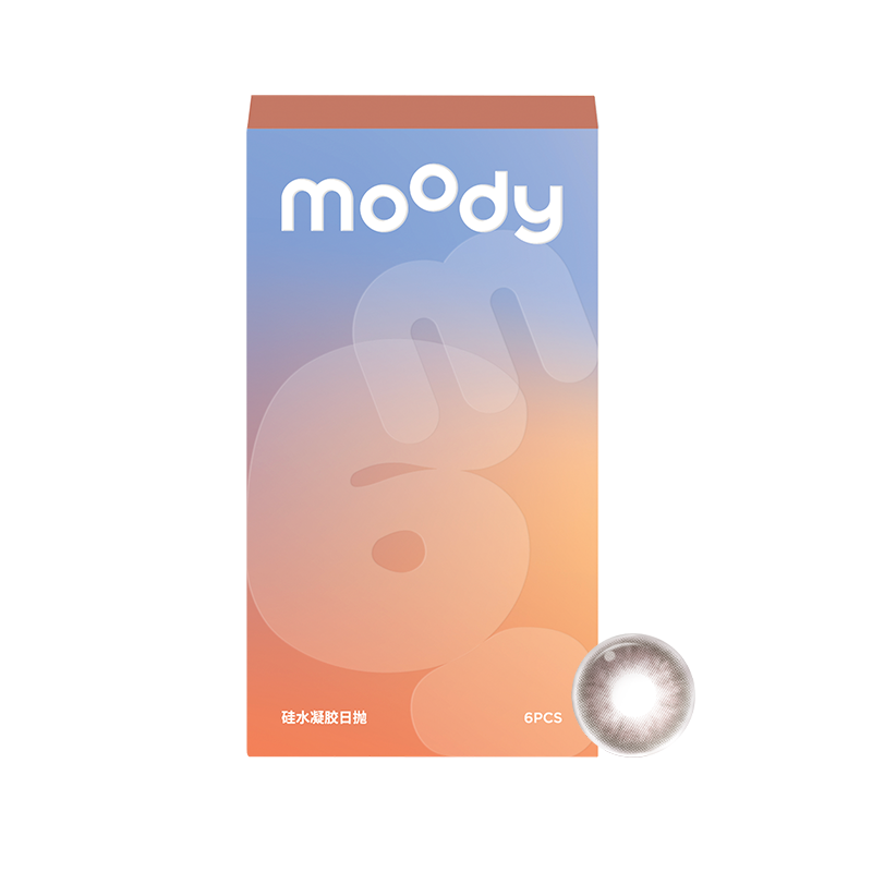 moody美瞳高透氧硅水凝胶瑰木棕彩色隐形眼镜日抛6片 48元