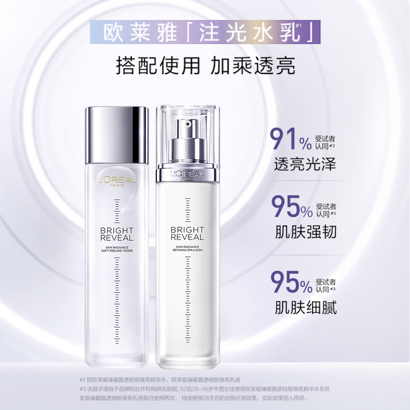【母亲节礼物】欧莱雅注光水乳控油套装美白注白瓶护肤品官方正品 439元