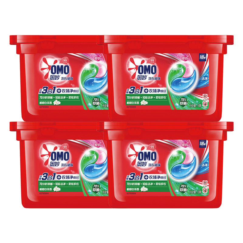 奥妙三合一清新桉树洗衣凝珠189g×4盒抑菌洁净护衣(72颗) 49.9元