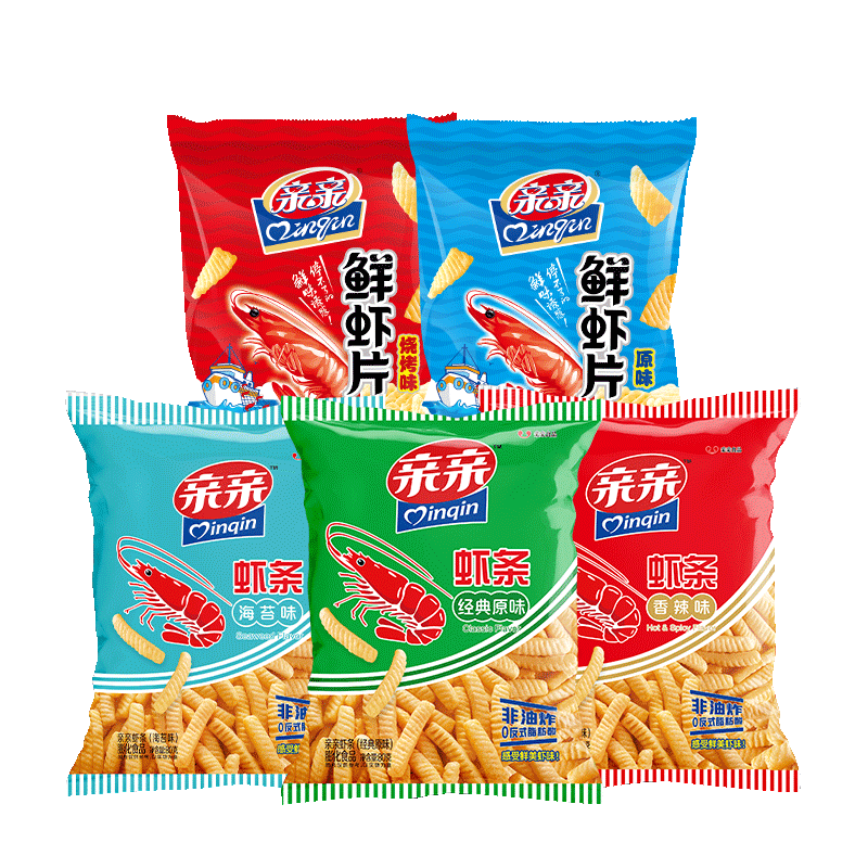 亲亲虾条大包装80g*5包膨化食品多种宿舍解馋整箱辣味网红小零食 17.9元