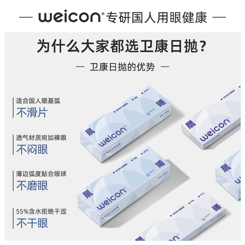[新品]卫康隐形眼镜日抛30片透明水凝胶防uv水润透氧舒适小水片 14.1元