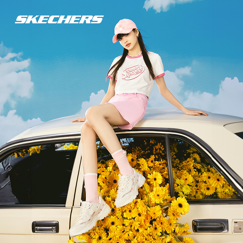 斯凯奇花海熊夏季新款增高老爹鞋官方女鞋跑步鞋子休闲透气运动鞋 256元