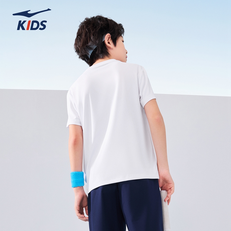 鸿星尔克童装短袖T恤2025夏季新款儿童速干衣男女童运动上衣透气 26元