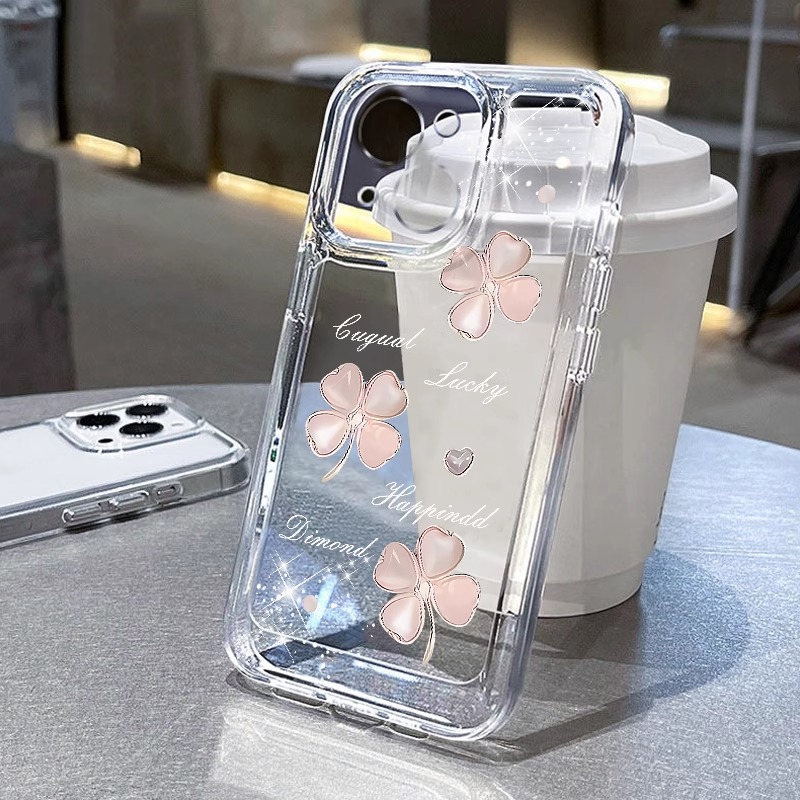 适用苹果16e新款手机壳iPhone15四叶花14Promax透明创意13Pro高级感小众12/11全包防摔x简约xs唯美xr超薄8/7P 2.87元