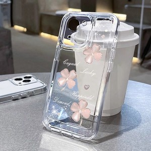 适用苹果16e新款手机壳iPhone15四叶花14Promax透明创意13Pro高级感小众12/11全包防摔x简约xs唯美xr超薄8/7P