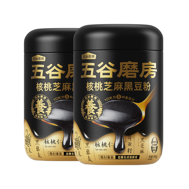 五谷磨房黑芝麻糊经典600g黑之养核桃芝麻黑豆粉冲饮早代餐五黑粉 99.8元