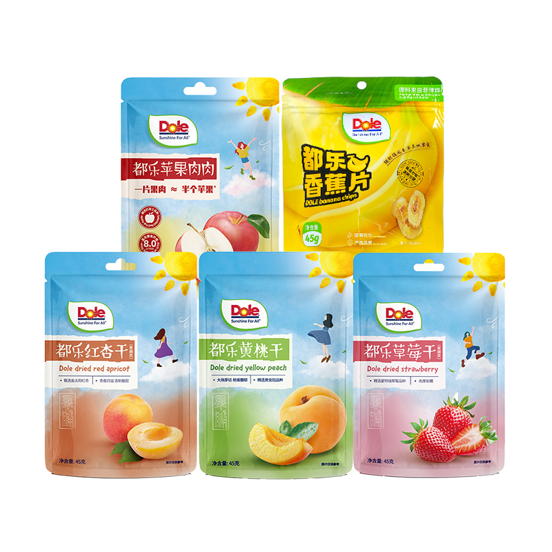 【推】DOLE都乐苹果肉肉黄桃草莓红杏果香蕉片干任选45g果脯蜜饯 29.4元
