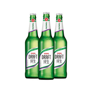 青岛啤酒纯生原麦汁浓度8度600ml*12瓶玻璃瓶装整箱包邮