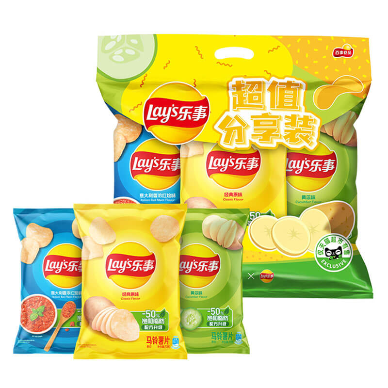乐事原切薯片分享装（原味/红烩/黄瓜）70gx3包 21.9元