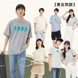 美特斯邦威情侣款休闲时尚潮流情侣装青少年满印短袖T恤夏宽松T恤