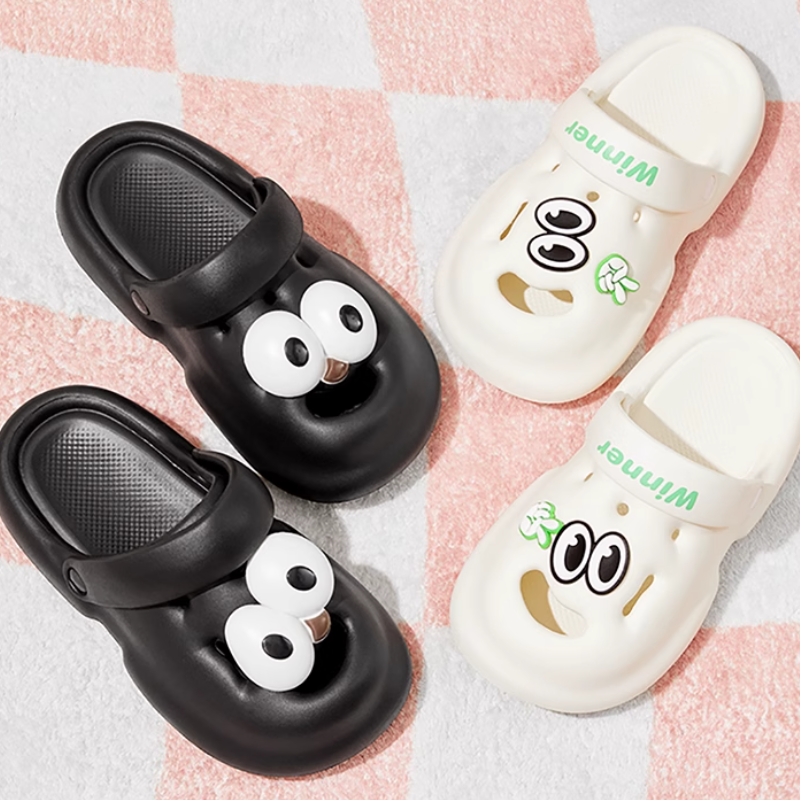 MINISO名创优洞洞线条小狗ip联名鞋厚底休闲可爱拖沙滩鞋办公居家 29.9元