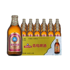 青岛啤酒高端小棕金质整箱香醇顺滑上海松江产正品296ml*24瓶
