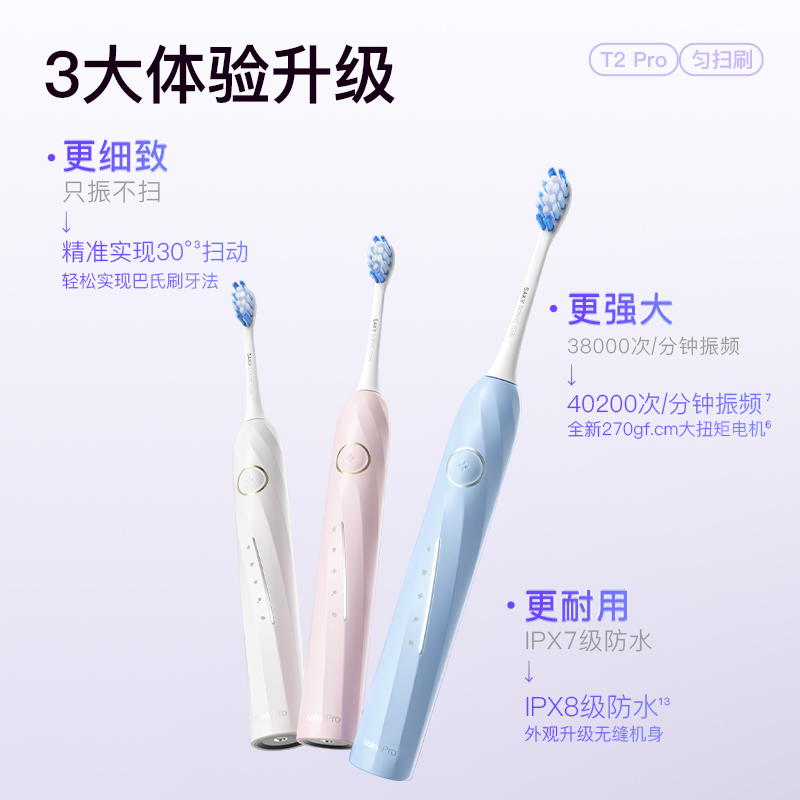 舒客电动牙刷软毛成人自动青少年男女情侣学生成人礼盒套装T2Pro 62.99元