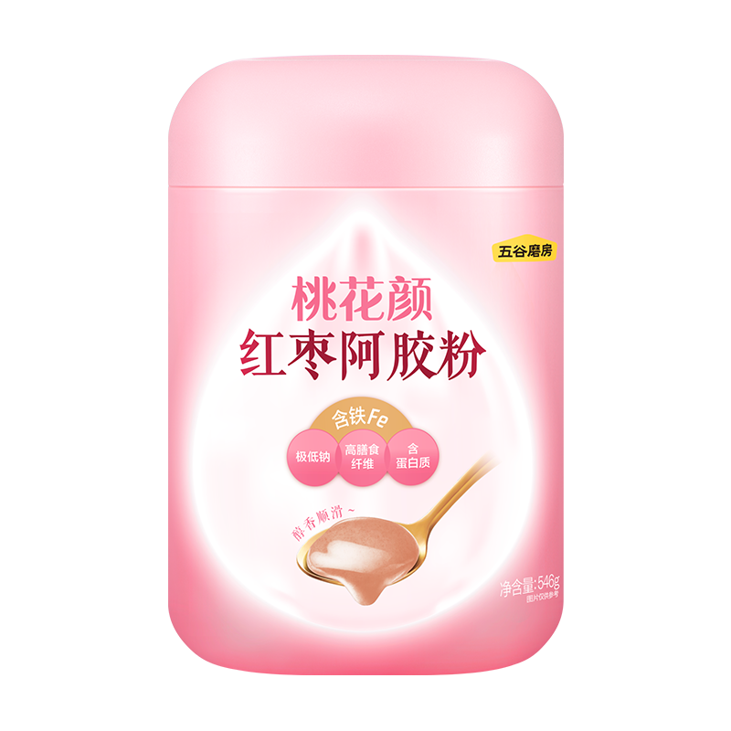 五谷磨房桃花颜红枣阿胶粉546g即食五红粉阿胶代餐粉女性营养早餐 49.9元