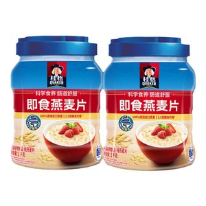 桂格即食纯燕麦片速食冲饮1000g罐装原味0白砂糖营养早餐纯麦饱腹
