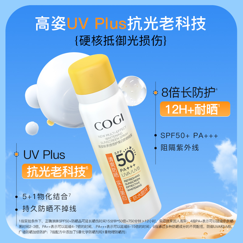 高姿小黄帽防晒喷雾春美白防水防汗防紫外线1瓶80ml 22元