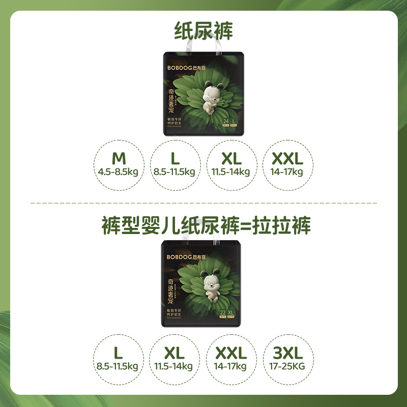 巴布豆奇迹奢宠纸尿裤植萃舒敏婴儿透气尿不湿M-3XL全尺码 87.56元