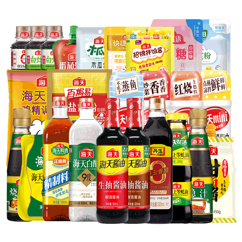 [渠道]海天生抽老抽酱油蚝油鸡精醋拌饭酱番茄酱卤料烧烤调味料 17.2元