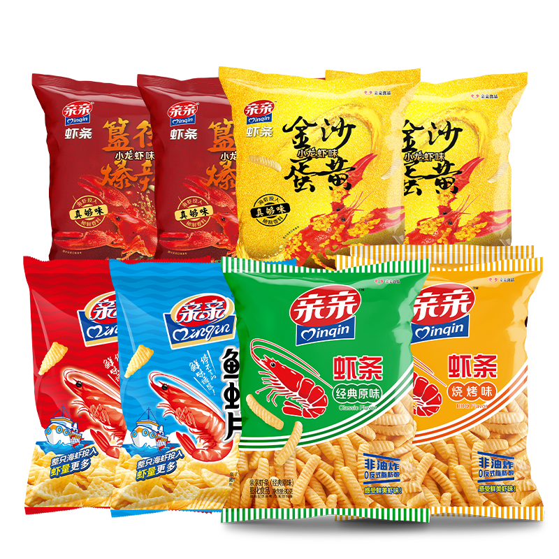 亲亲小龙虾虾条80g大包薯片辣味宿舍耐吃情人节零食虾片休闲送礼 14.95元