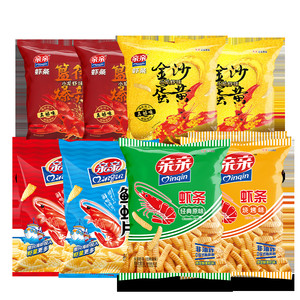 亲亲小龙虾虾条80g大包薯片辣味宿舍耐吃情人节零食虾片休闲送礼
