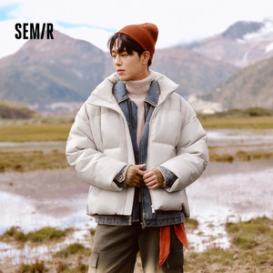 Semir/森马森马羽绒服男哑光PU仿皮衣2024冬季新款面包服宽松外套