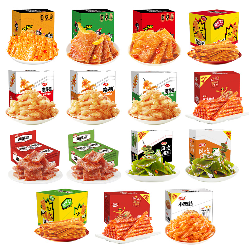【任选2件打折】卫龙魔芋爽火锅素毛肚辣条零食麻辣素肉海带小吃 32.82元