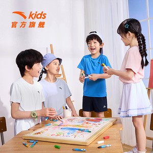 安踏儿童短袖T恤男童2025春夏季新款百搭运动童装女童跑步上衣短T