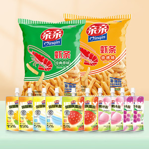 【14.9包邮！旗舰店】亲亲 果冻组合大礼包 虾条80g*2袋+蒟蒻吸吸果冻60g*10支