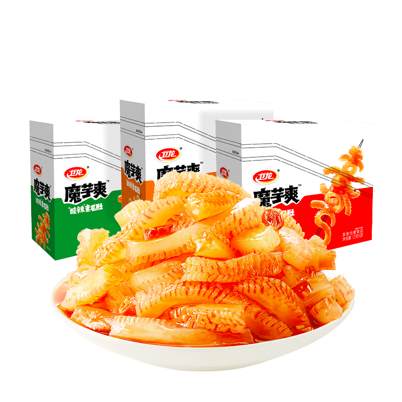 【王安宇同款】卫龙辣条魔芋爽三口味900g休闲零食素肉素毛肚60包 50.98元