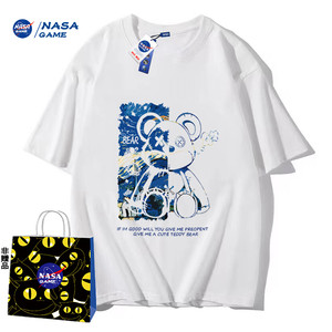 NASA WEEK官网联名款新品2025纯棉短袖t恤男女潮牌上衣情侣装T恤X
