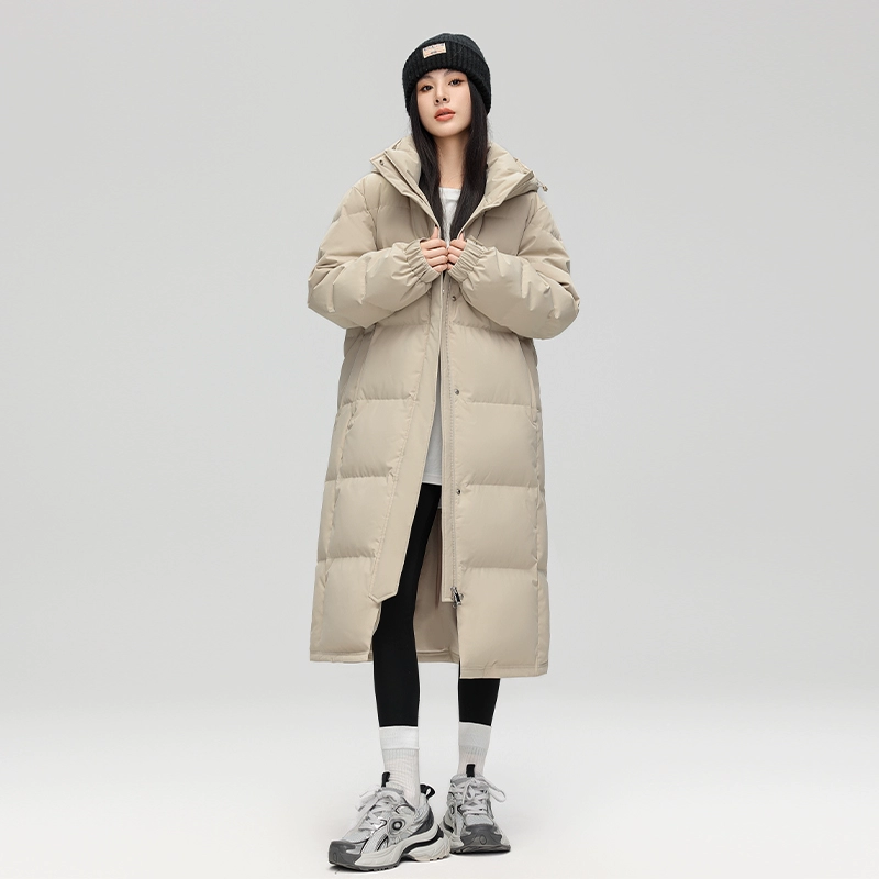 雅鹿中戏长款羽绒服女冬季2025新款超长过膝宽松加厚纯色鸭绒外套 279元