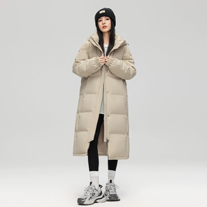 雅鹿中戏长款羽绒服女冬季2025新款超长过膝宽松加厚纯色鸭绒外套