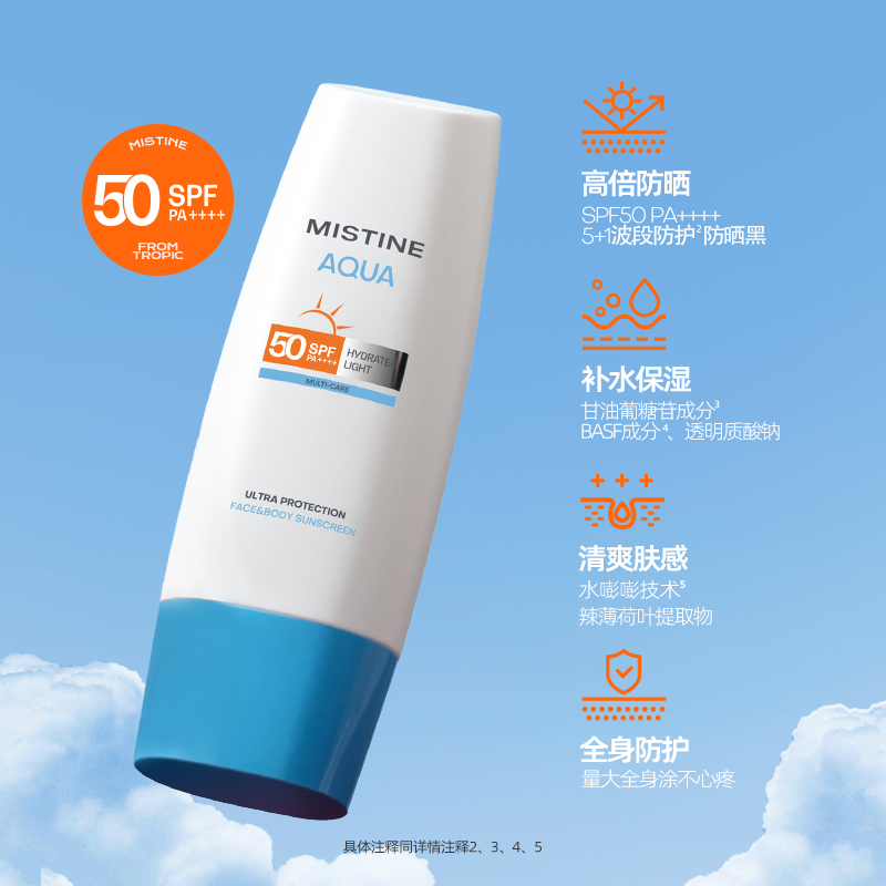 【水润清爽】Mistine防晒霜乳小蓝帽面部身体通用女蜜丝婷官方 79.2元